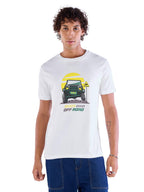 Bewakoof Mens 4x4 Off Road Graphic White Round Neck Half Sleeve T-Shirt