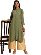 Gerua Green Yoke Design Viscose Rayon Straight Kurta (G2566)