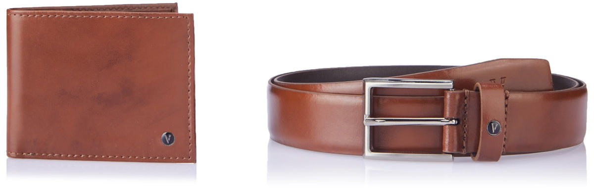 Van Heusen Leather_Mens__Belt & Wallet Combo_(Vhblecomf100002_Tan_L), Brown