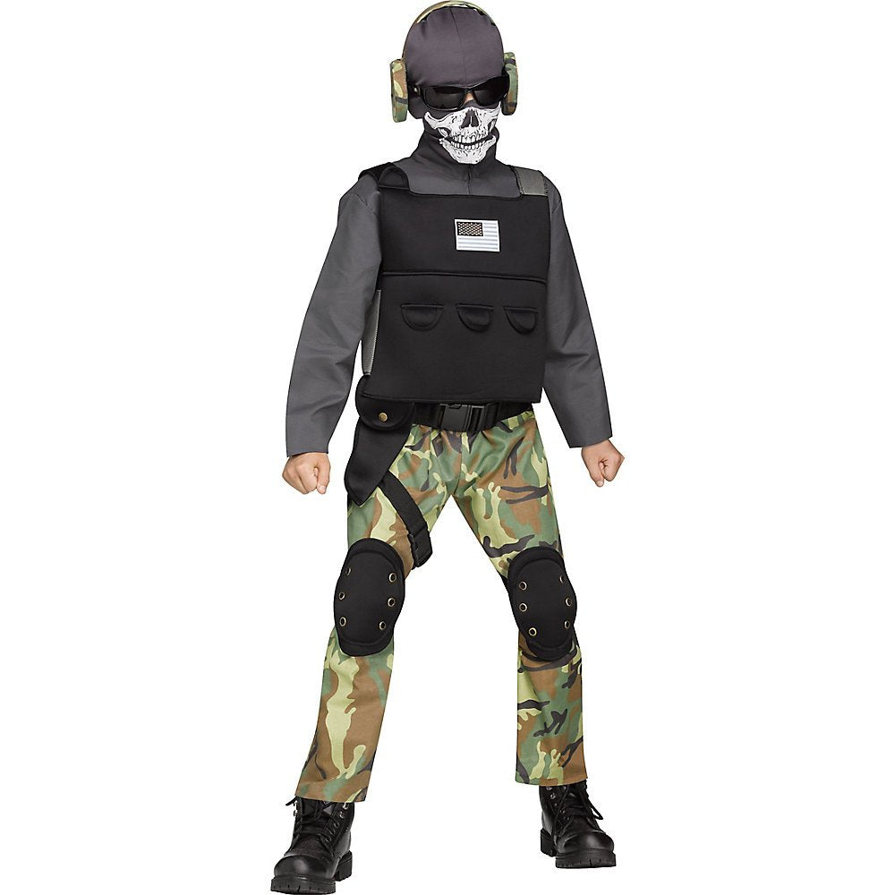 Fun World Big Boy's Med/skull Soldier Chld Cstm Childrens Costume, multi, Medium