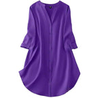 Gufrina Dresses For Women||Viscose Rayon Solid Button Front Shirt Dress For Women || Roll Tab Sleeve & Collared Neck Flared Dres