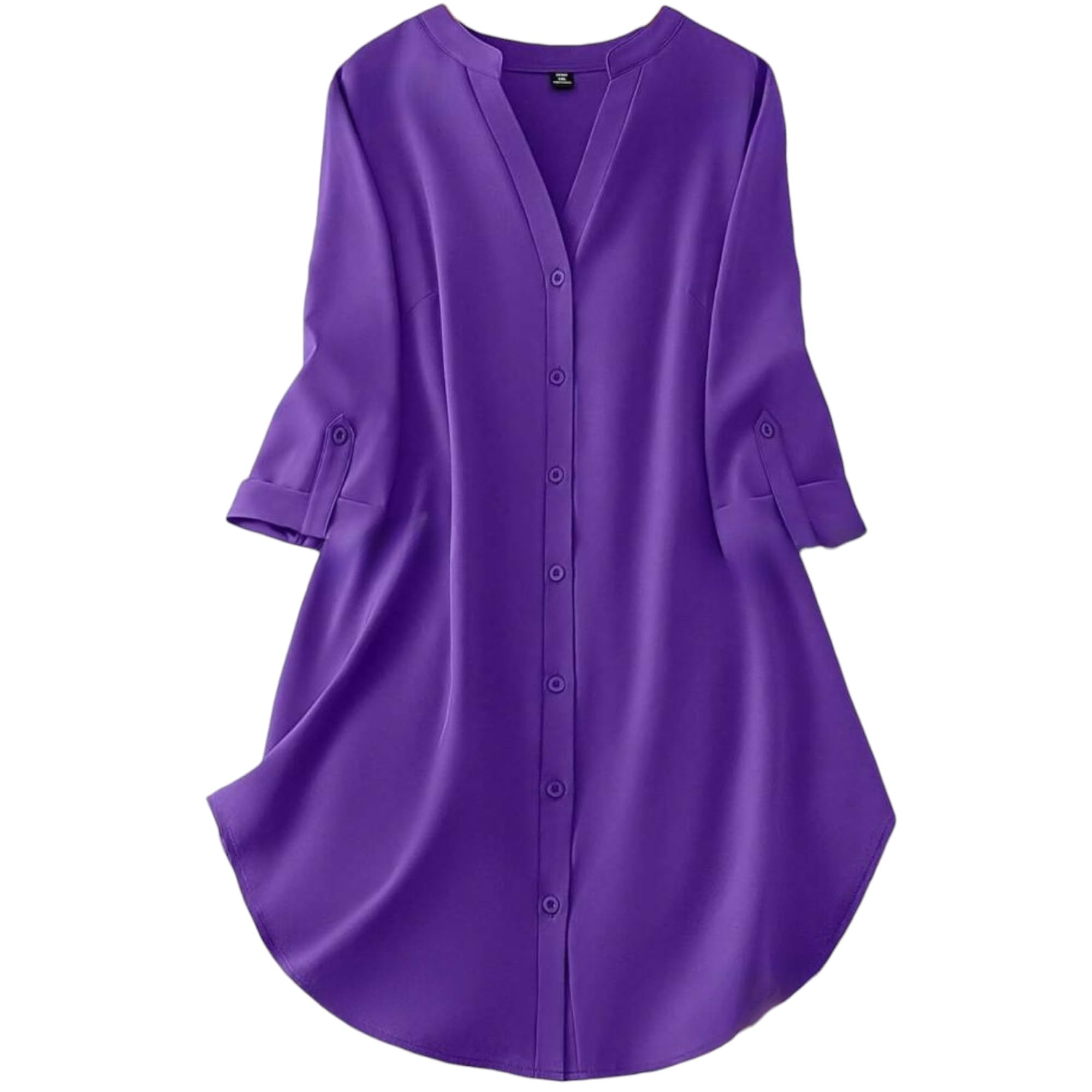 Gufrina Dresses For Women||Viscose Rayon Solid Button Front Shirt Dress For Women || Roll Tab Sleeve & Collared Neck Flared Dres