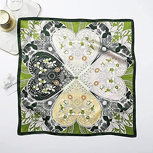 PoeticEHome 100% Real Mulberry Silk Women Small Square Neck Scarfs 21 Lightweight Neckerchief Printed Headscarf Gift Packed (X2