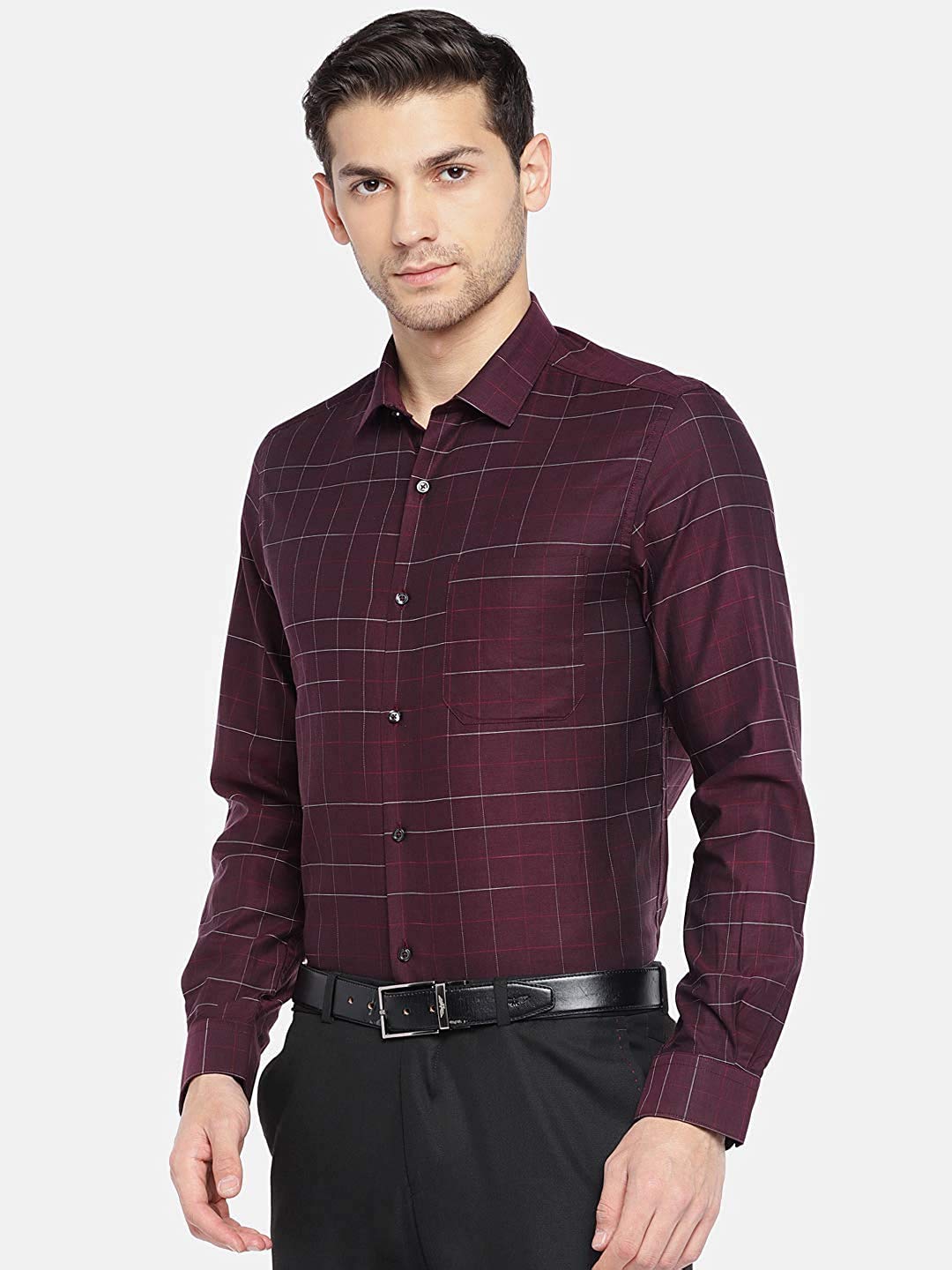 Turtle Men 100% Cotton Grey Solid Slim Fit Formal Shirt