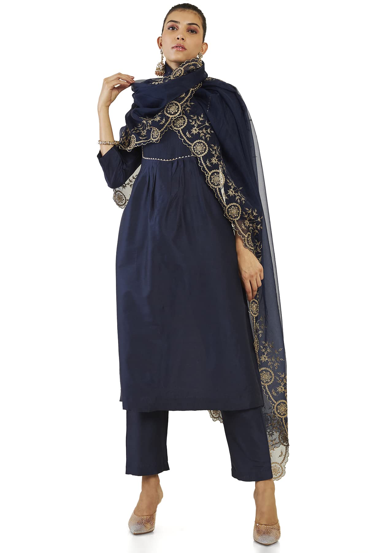 Soch Women Silk Blend Suit Set with Gota Patti and Zari Embroidered Dupatta