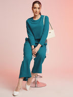 Selvia Womens Co-ords Set|Lycra Crop Top & Trouser Set|Casual Co-ords Set for Women|Two Piece Co-ord Set|Crop Top & Bottom Set(