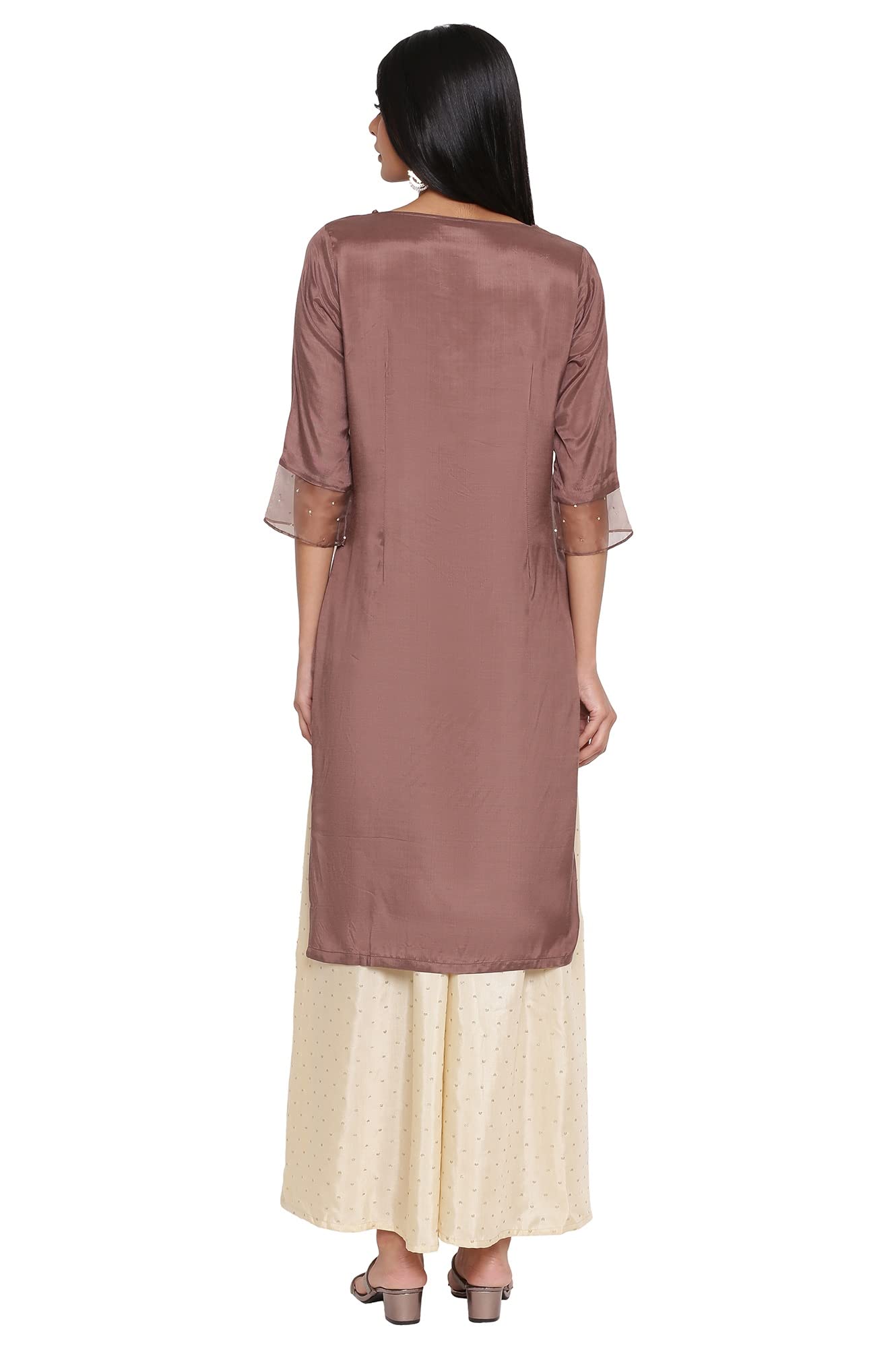 W For Woman Purple Embroidered Kurta-Flared Pants Set