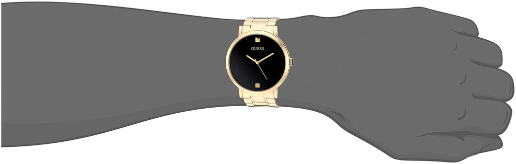 GUESS Men Analog Quartz Watch with Stainless Steel Strap, Gold-Tone/Black, 21.8 (Model: U1315G2)