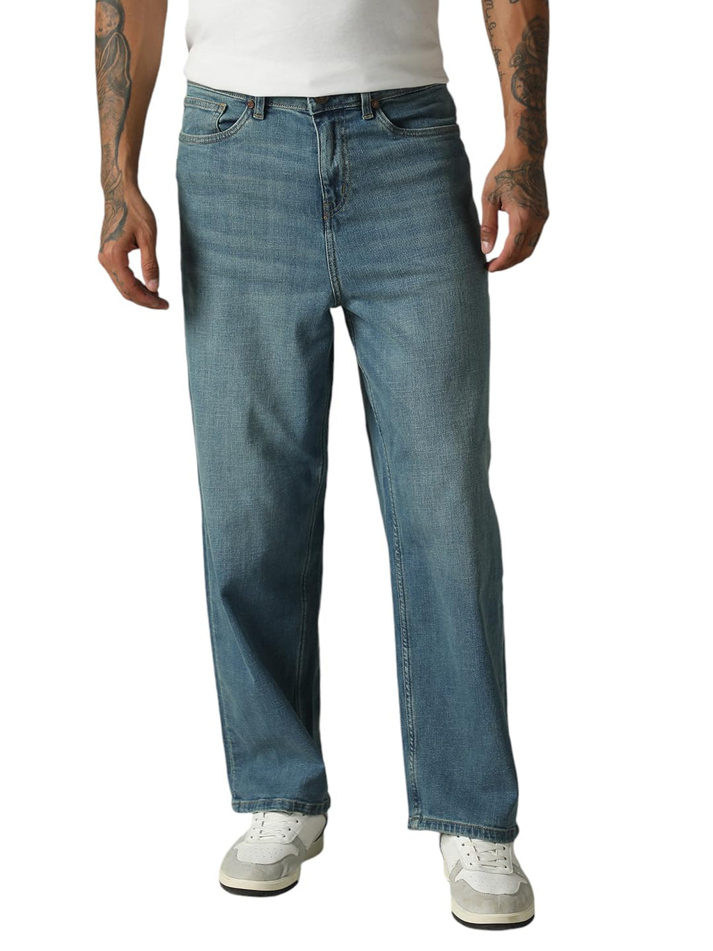 Hubberholme Men Washed Cotton Loose Fit Mid- Rise Jeans 72