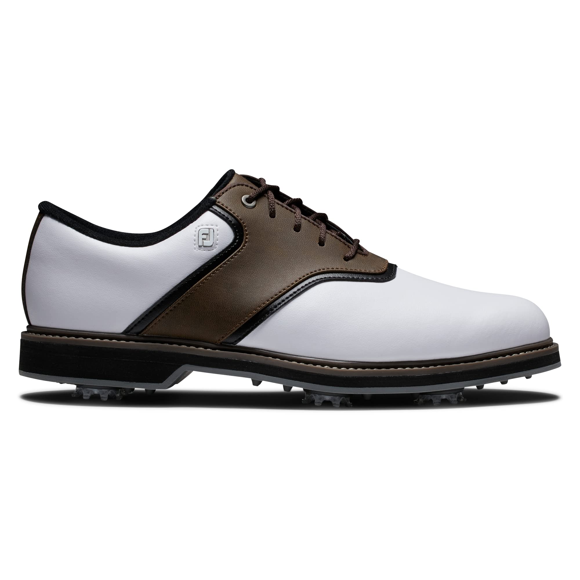 FootJoy Men's FJ Originals Golf Shoe, White/Brown, 10