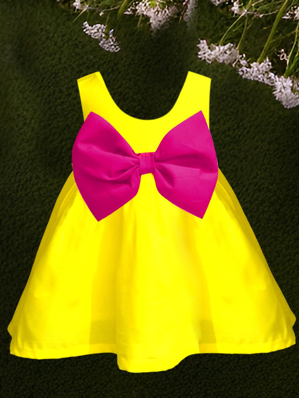 A.T.U.N. (ALL THINGS UBER NICE) Yellow Floral Printed Pam Bow Dress for Girls