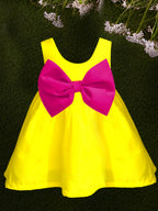 A.T.U.N. (ALL THINGS UBER NICE) Yellow Floral Printed Pam Bow Dress for Girls