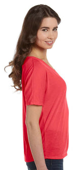 Ladies Slouchy V-Neck T-Shirt - BLAcK - S(D0102H7W19T)