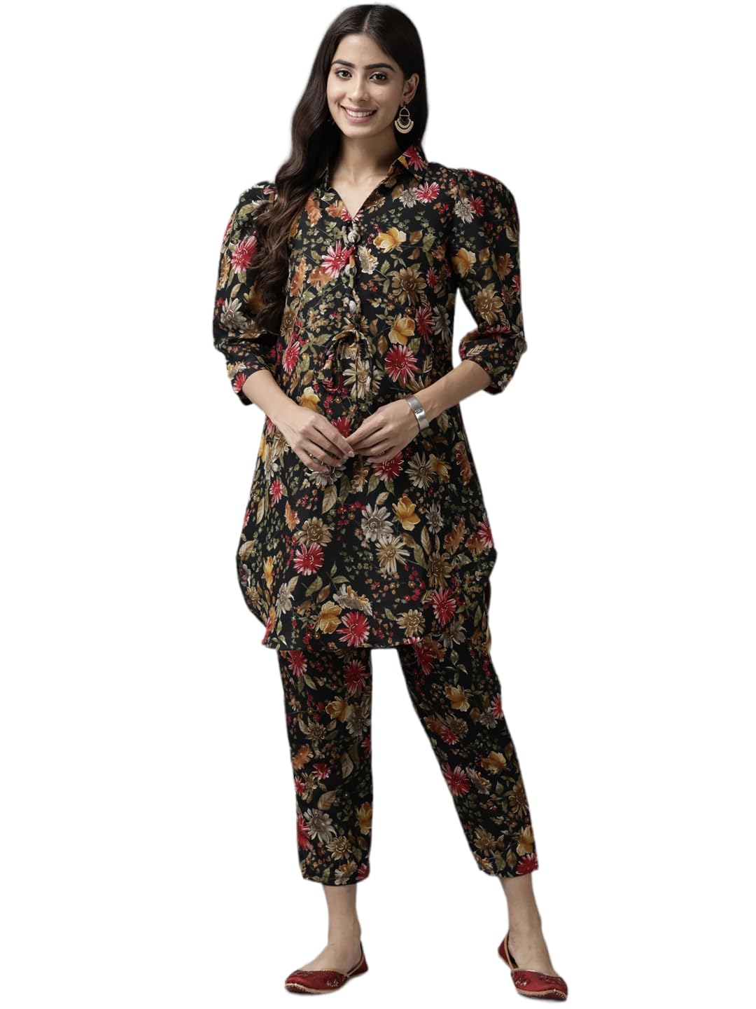 Aarika Womens Black Color Cotton Blend Kurti & Pant Set (KP-JN-MAHIPAL-01-BLACK-XXL)