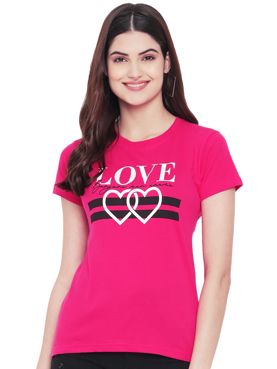 Preneum Womens Cotton Regular Fit Latest Graphic Stylish Printed Short Sleeves Casual T-Shirt || Trends & Stylish (Pack 3), Jet