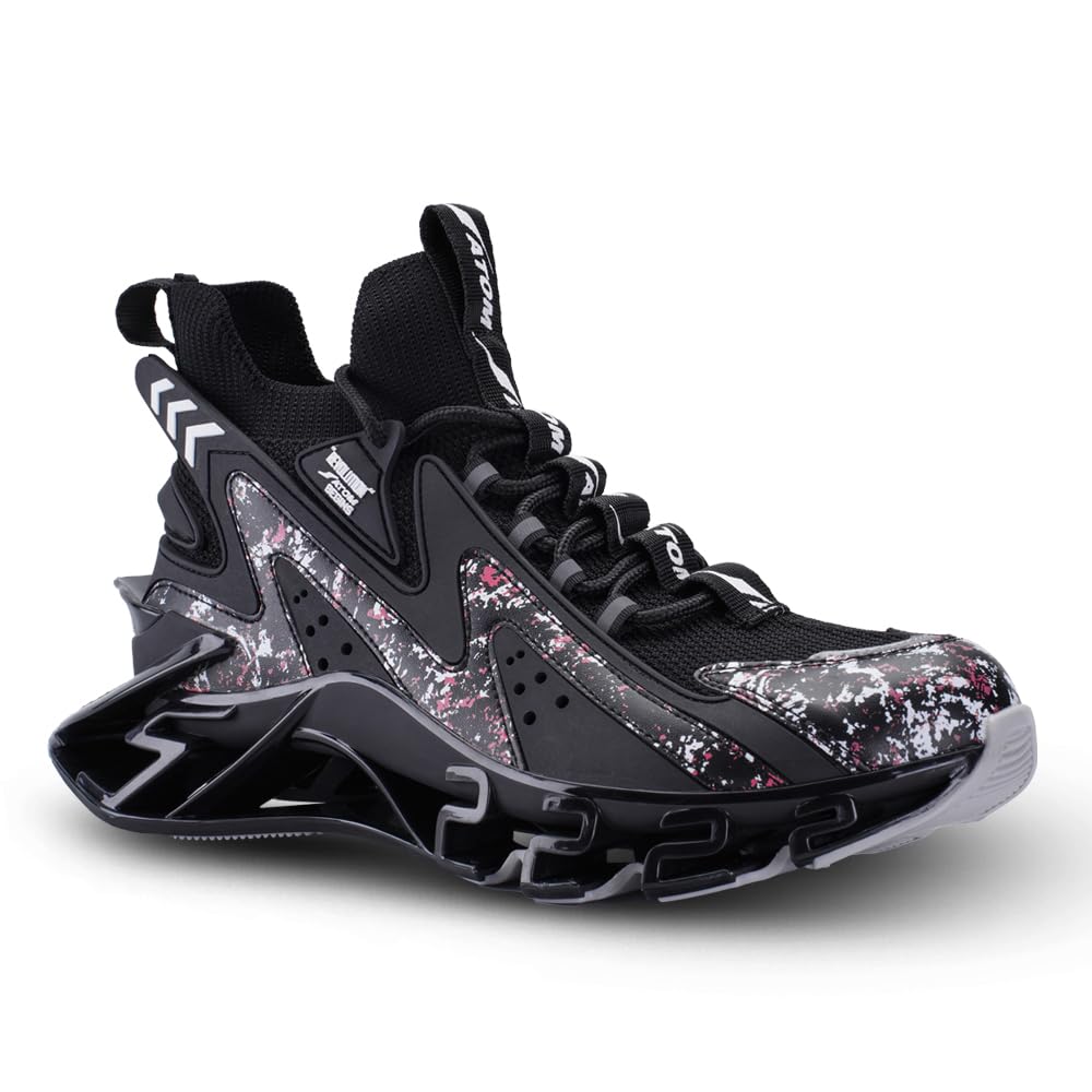 ATOM Mens Multi Print Sneakers Black,8 UK 8