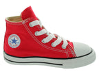 Converse Kids' Chuck Taylor All Star Canvas High Top Sneaker, red, 4 M US Toddler