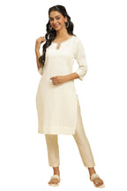 W For Woman Cotton Ecru Gitter Printed Embellished Kurta_21Sfw16167-C3227_S