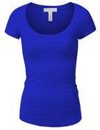 Emmalise Women's Short Sleeve Tshirt Scoop Neck Tee Shirt (2XL, Royal)