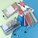 HRX Package Small Mesh Cosmetic Bags with Zipper, 6pcs Grey Makeup Pouches Travel Organizer Case for Purse Diaper Bag