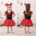 Dressy Daisy Girls' Polka Dots Halloween Christmas Fancy Dress Dance Costume with Headband Size 6-7 Red & Black