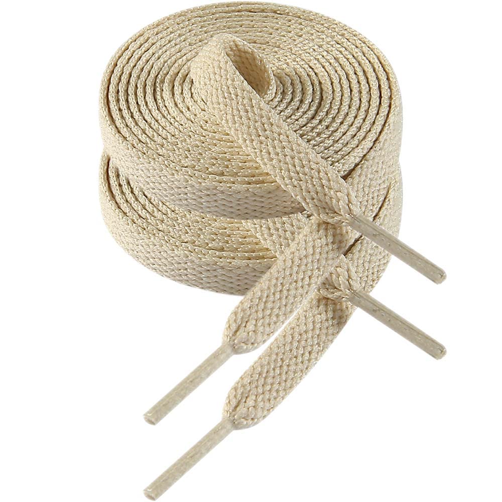 VSUDO 50 Inch Flat Beige Shoe Laces for Sneakers, Beige Shoelaces for Sneakers, Beige Shoe Strings for Sneakers, Cream Replaceme