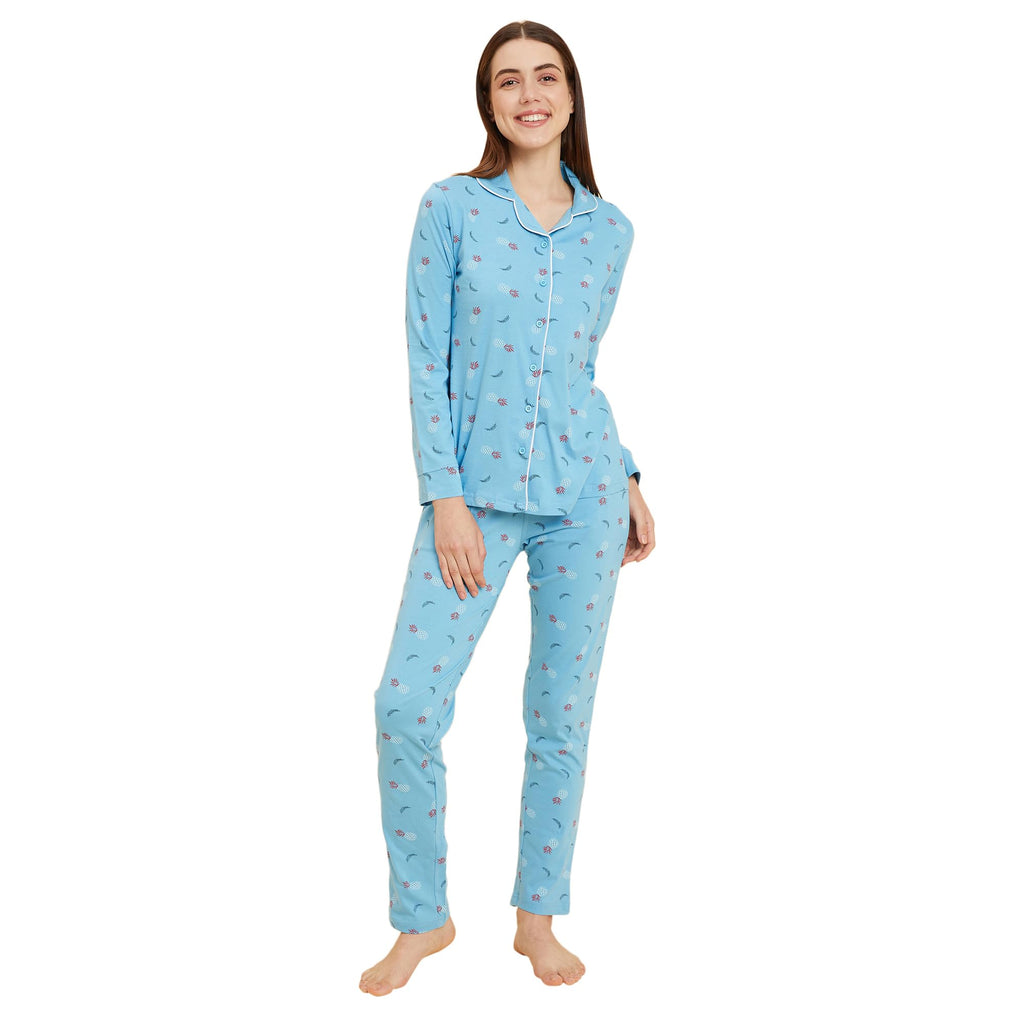 Sweet Dreams Women Printed Full Sleeves Pyjama Set