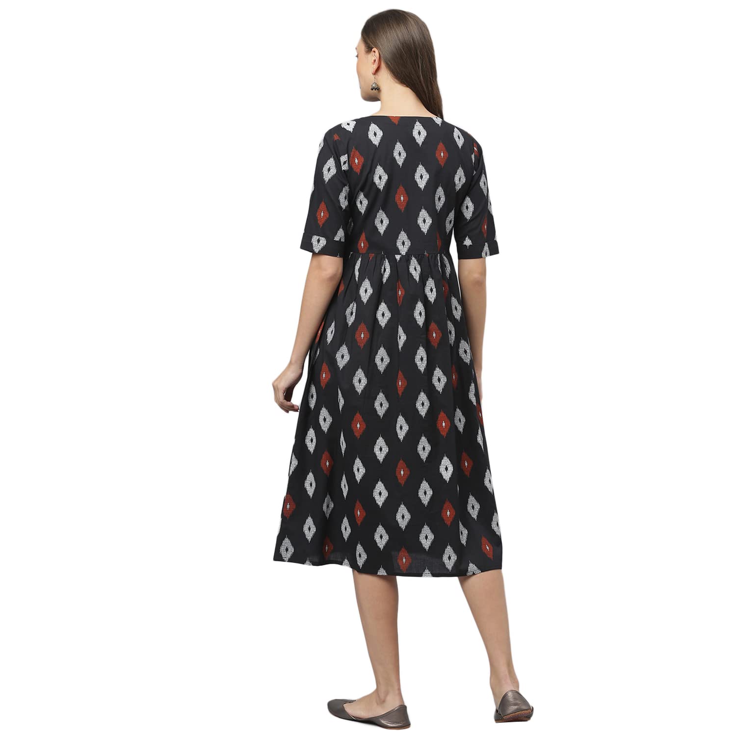 Stylum WomenS Ikat Print Cotton Flared Kurta