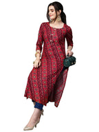 ANNI DESIGNER Womens Cotton Blend Straight Printed Kurta with Pant Set (Badiya Pink-NW_XL_Pink_X-Large)