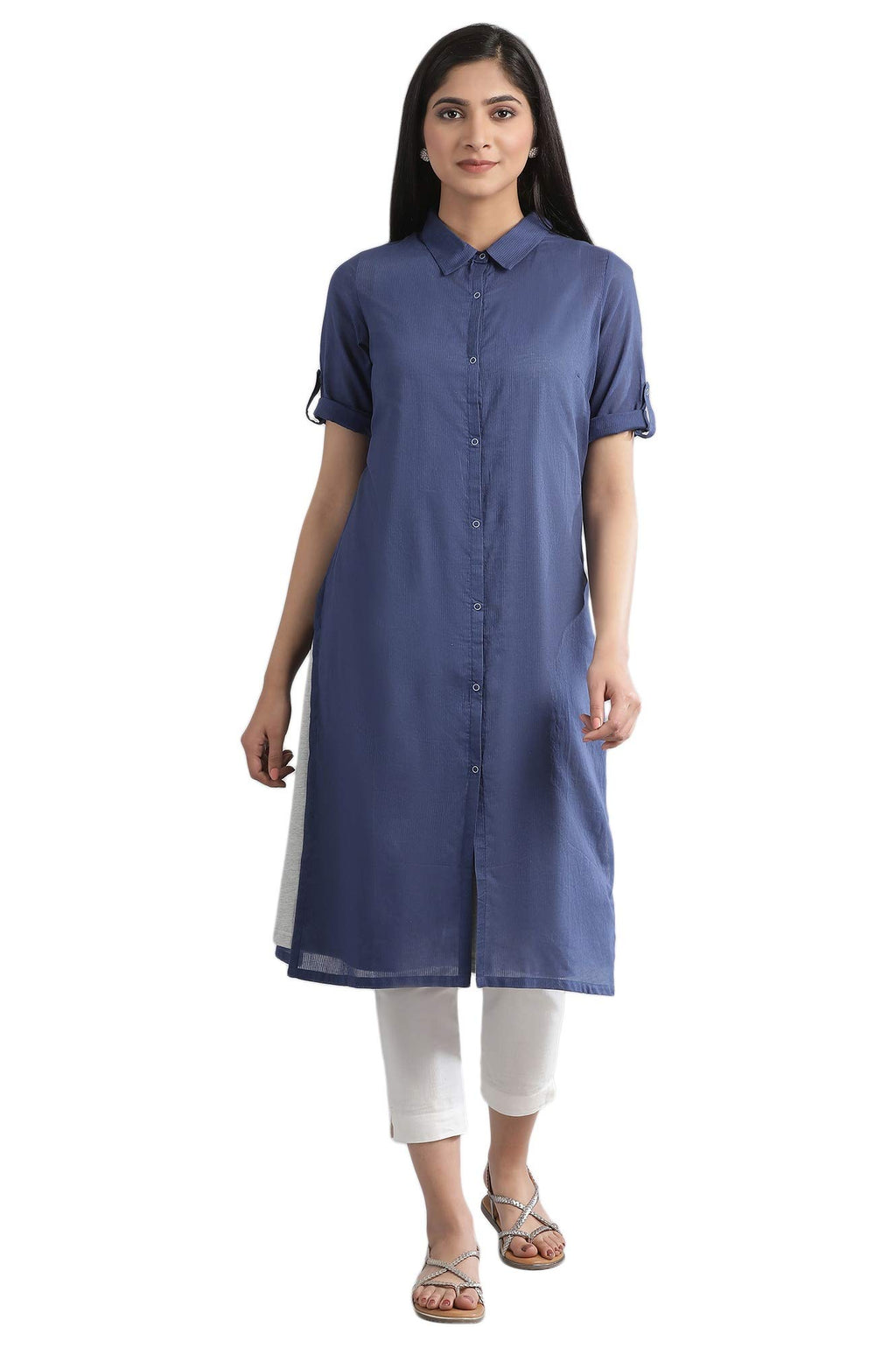 Aurelia Women'S Cotton Blend Regular Dress & Gillet (21Feas11850-602069_Blue_M)