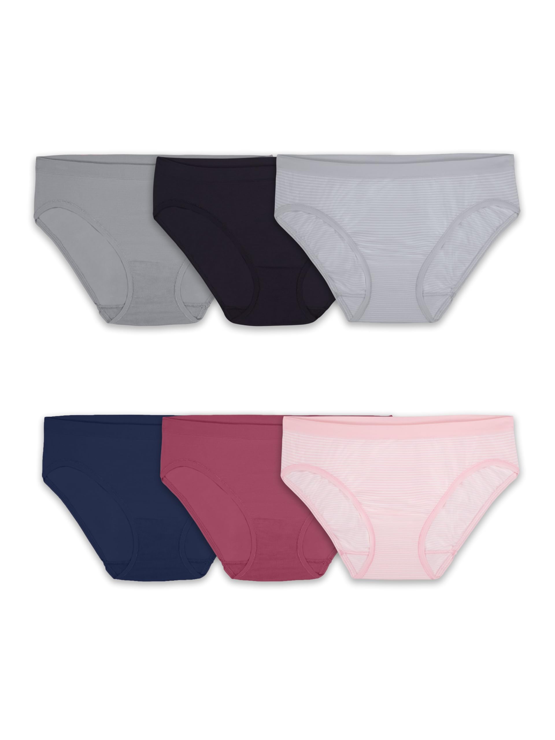 Fruit Of The Loom Womens No Show Seamless Underwear, Amazing Stretch & Panty Lines, Available Plus Size Bikini, Nylon - Bikini -