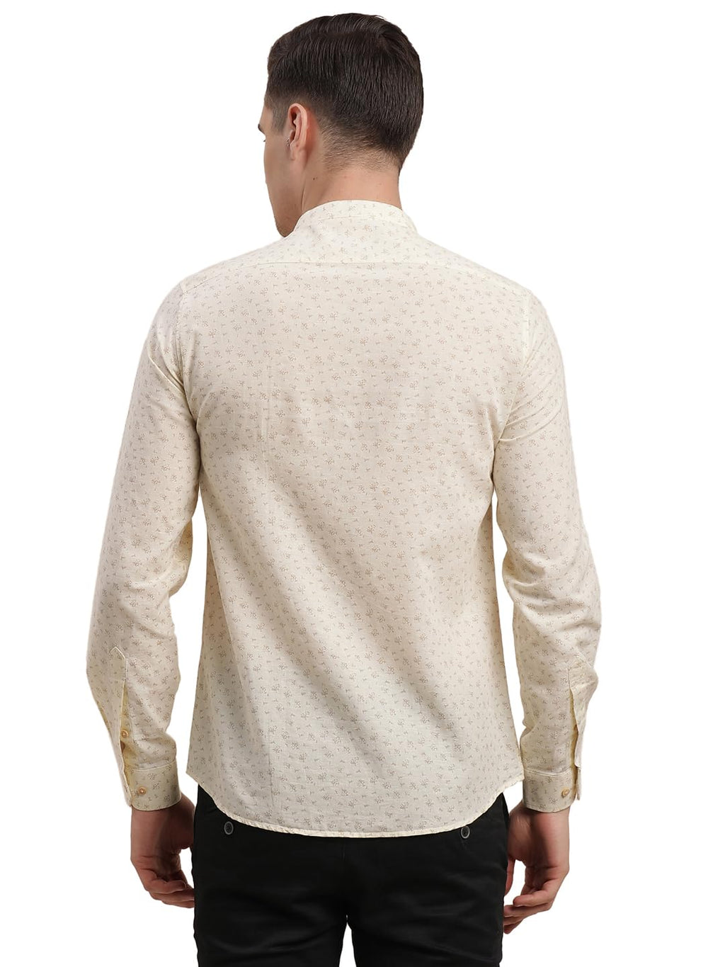 Turtle Men Cotton Linen Slim Fit Full Sleeve Beige Casual Shirt