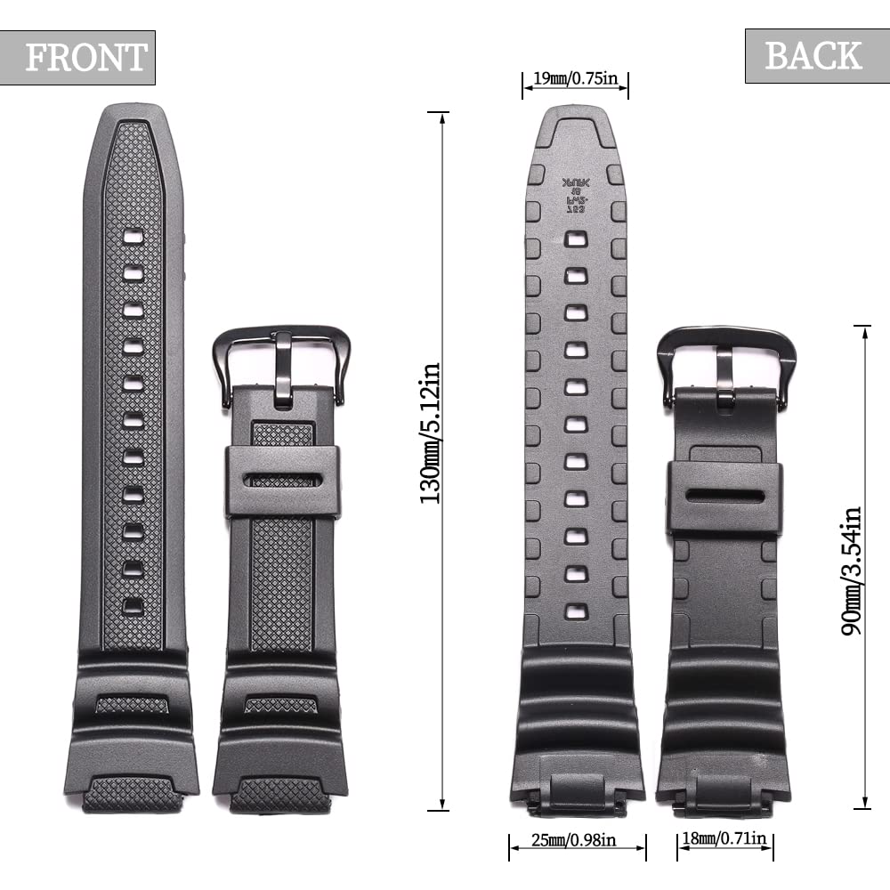 XBHSW Resin watch strap Compatible with Casio AE1200WH AE-1000W SGW-300H AQ-S800W W-800H Men's Waterproof Rubber Band Replacemen