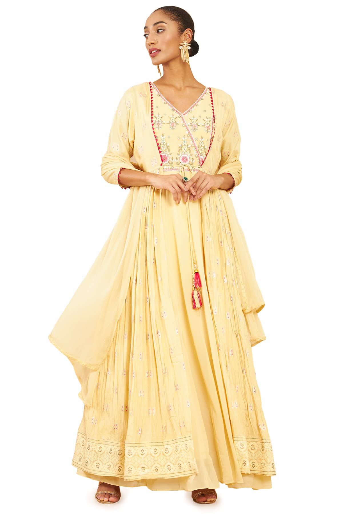 Soch Women Art Silk Embroidered Gown