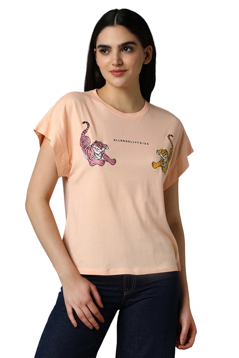 Allen Solly Women Regular Fit Printed Graphic Casual Cotton T-Shirt
