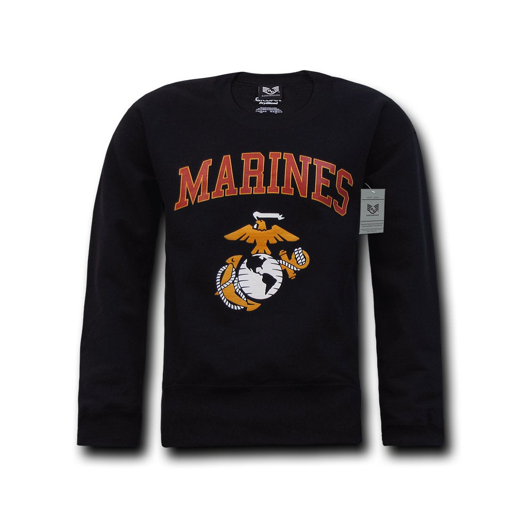 Crewneck Sweatshirt, Marines, Black, 2X