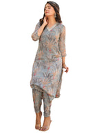 ANNI DESIGNER Womens Rayon Blend Straight Printed Kurta with Pant (Feni Grey_XXL_Grey_XX-Large)