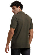 Turtle Men Poly Cotton Solid Grey Polo Tshirt