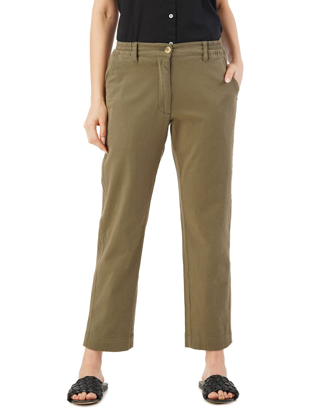 FYLTR Womens Regular Khakis (FYLSS23WP-030_Alive Olive_36)