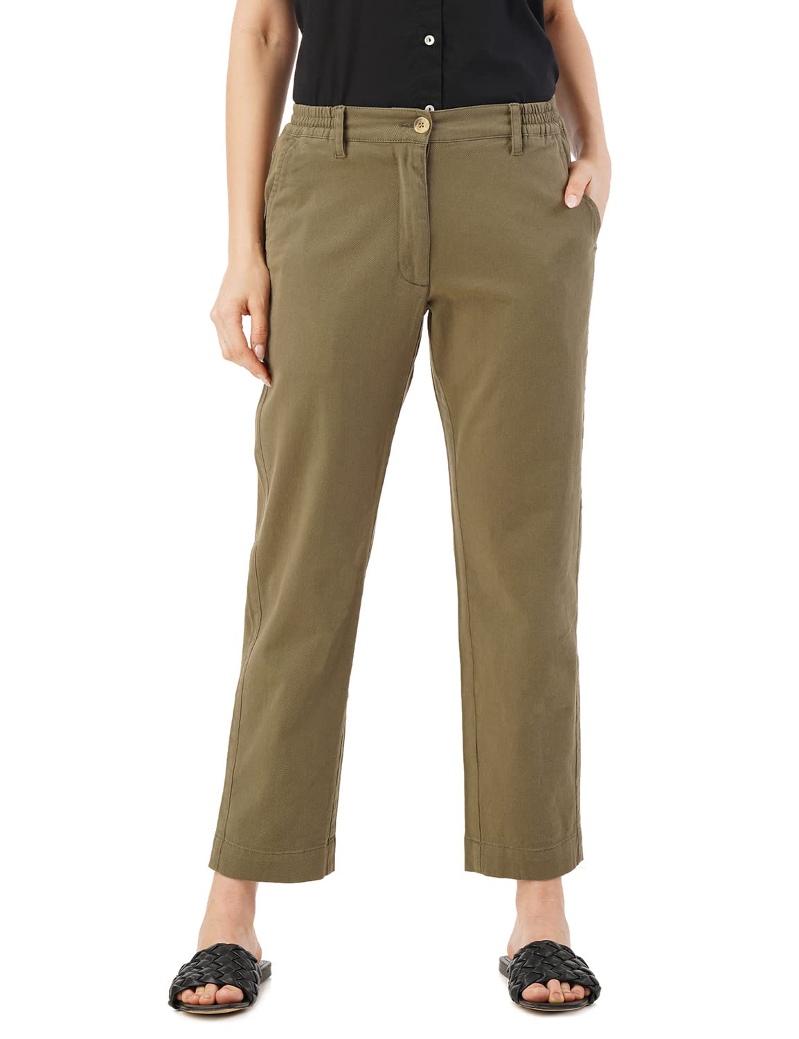 FYLTR Womens Regular Khakis (FYLSS23WP-030_Alive Olive_36)