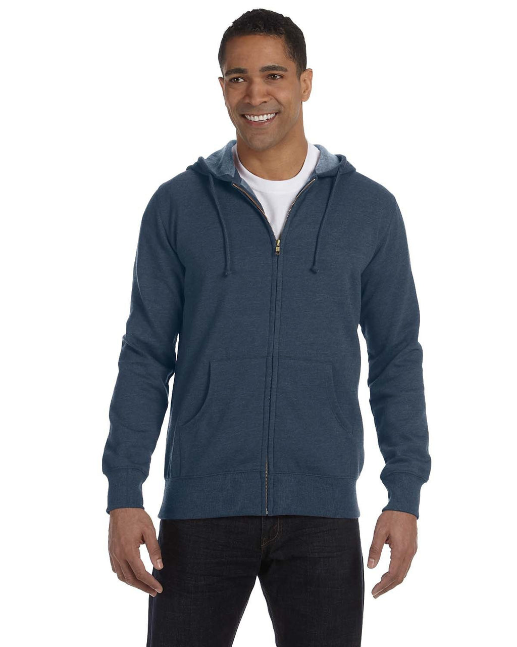 Mens OrganicRecycled Heathered Full-Zip Hooded Sweatshirt - BERRY - S(D0102H7ZLIJ)