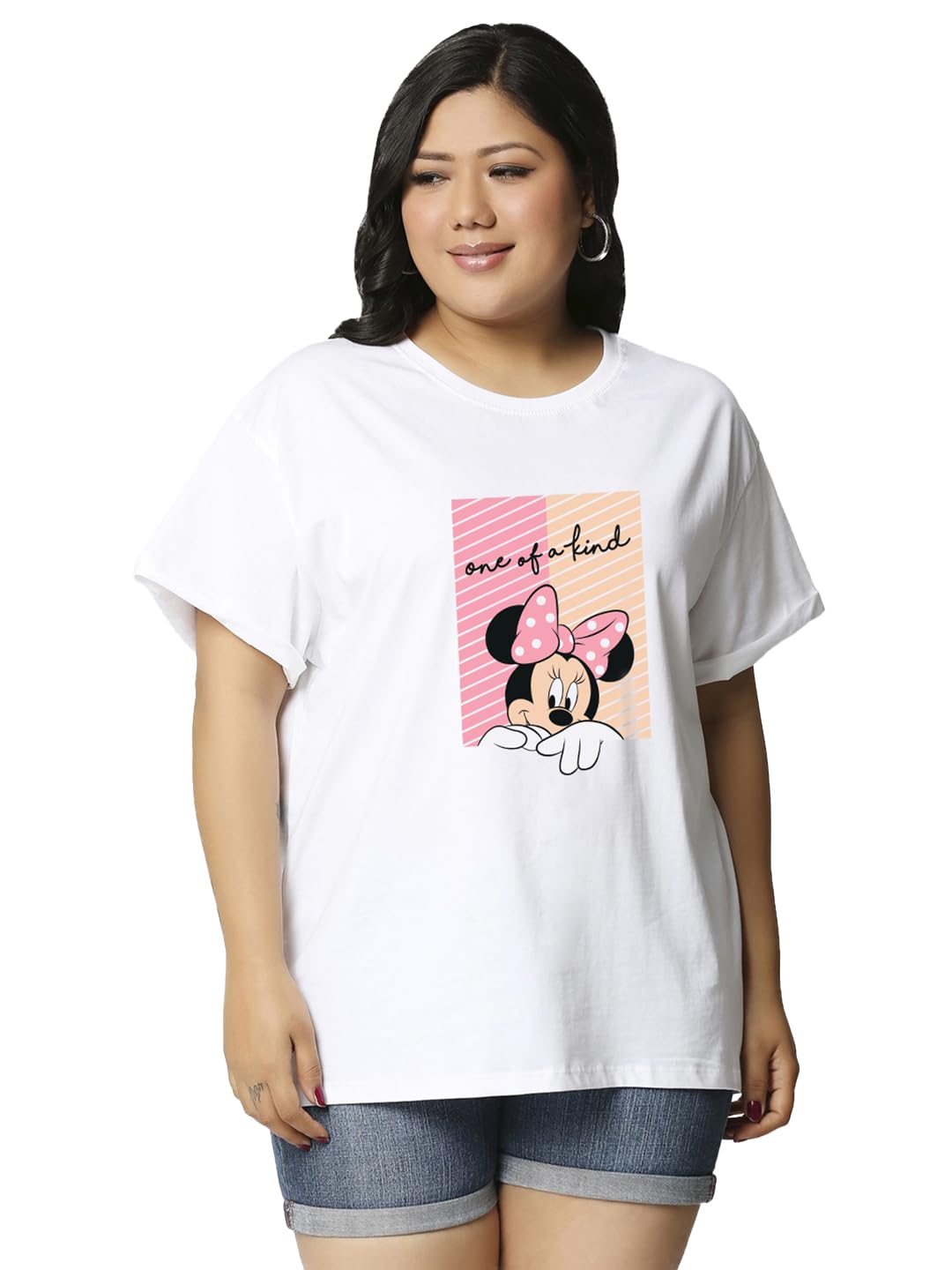 Bewakoof Official Disney Merchandise WomenS Graphic Printed Plus Size Boyfriend T-Shirt_625710_White_6Xl