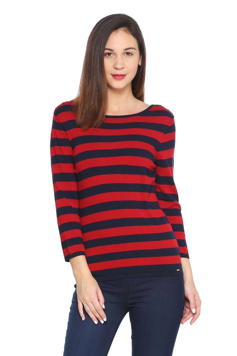 Allen Solly Women Regular Fit Striped Round Neck T-Shirt