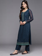 Libas Womens Georgette Kurta Sets (48088_Navy