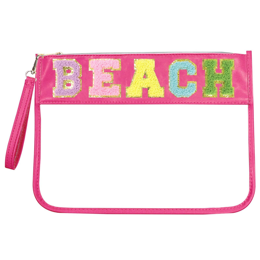 Siwara Beach Bags Sunscreen Bag Summer Essentials Clear Pouch Travel Makeup Bag Beach Essentials Chenille Letter Bags for Zipper