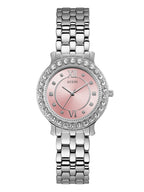 GUESS Stainless Steel + Pink Crystal Bracelet Watch. Color: Silver-Tone (Model: U1062L2)