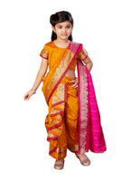 Aarika Girls Ethnic Wear Mustard Colour Mastani Silk Saree (3-9 Years)