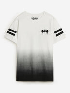 The Souled Store Batman: Gothams Saviour Short Sleeves Round Neck Black and White Graphic Printed Boys Cotton T-Shirts
