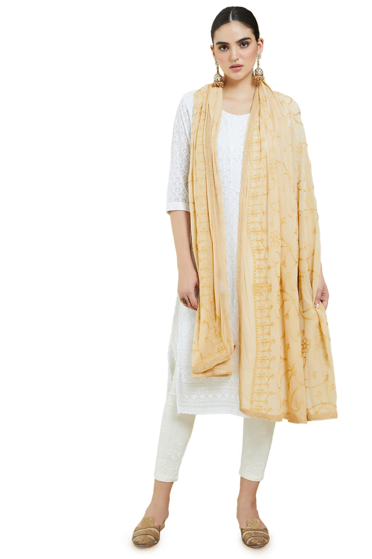 Soch Women Chiffon Embroidered Dupatta