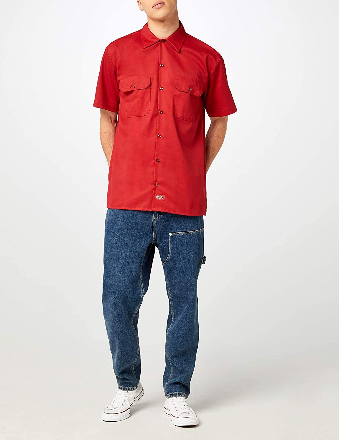 Unisex Short-Sleeve Work Shirt - BLAcK - S(D0102H7MFB6)